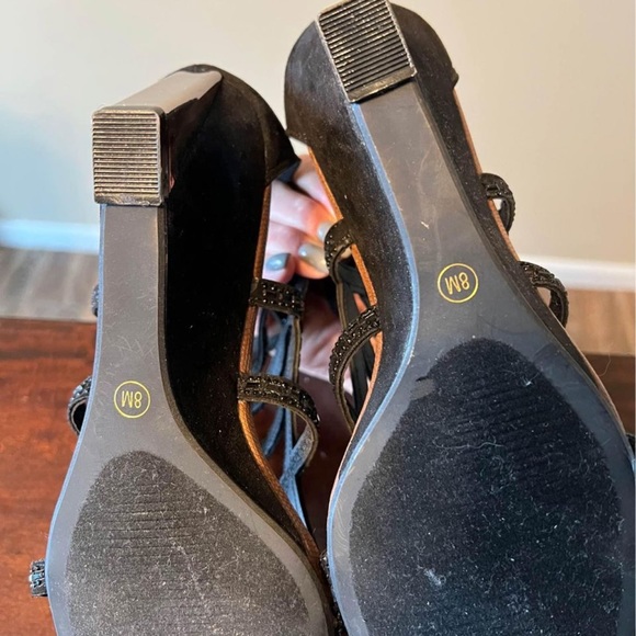 Shoes New Black Beaded Wedge Sandals Poshmark
